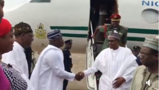 Just In: President Buhari Arrives Lagos For Campaign Rally